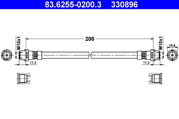 Przewód hamulcowy elastyczny ATE 83.6255-0200.3
