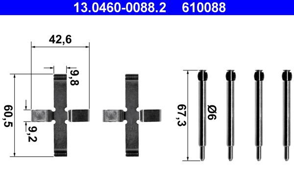 Zestaw akcesoriów montażowych  klocków hamulcowych ATE 13.0460-0088.2