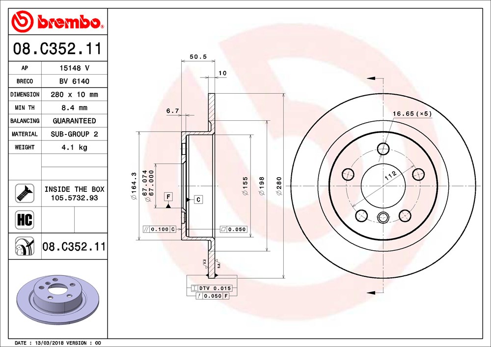 Tarcza hamulcowa BREMBO 08.C352.11