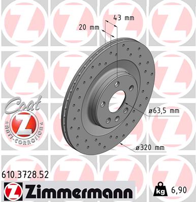 Tarcza hamulcowa ZIMMERMANN 610.3728.52