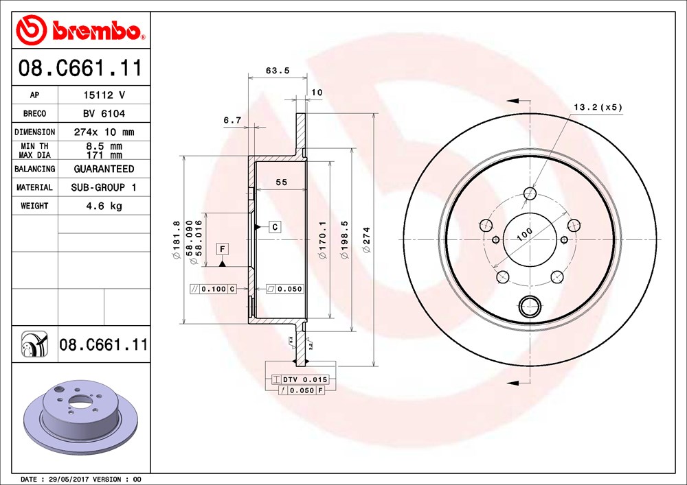 Tarcza hamulcowa BREMBO 08.C661.11