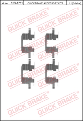 Zestaw akcesoriów montażowych  klocków hamulcowych QUICK BRAKE 109-1711