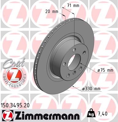 Tarcza hamulcowa ZIMMERMANN 150.3495.20