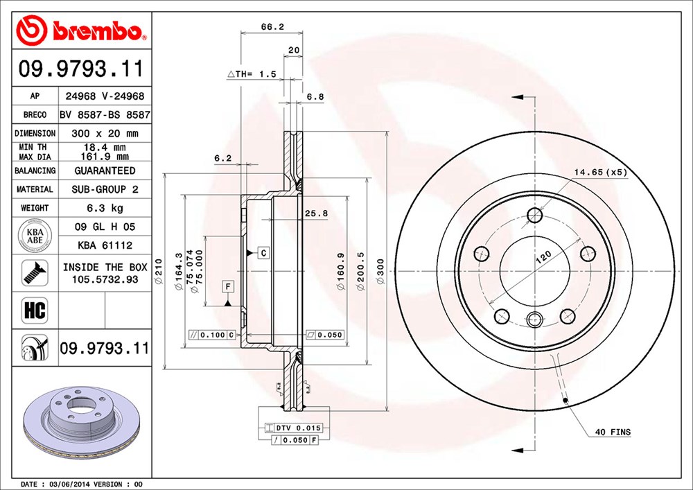 Tarcza hamulcowa BREMBO 09.9793.11