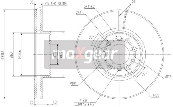 Tarcza hamulcowa MAXGEAR 19-1829