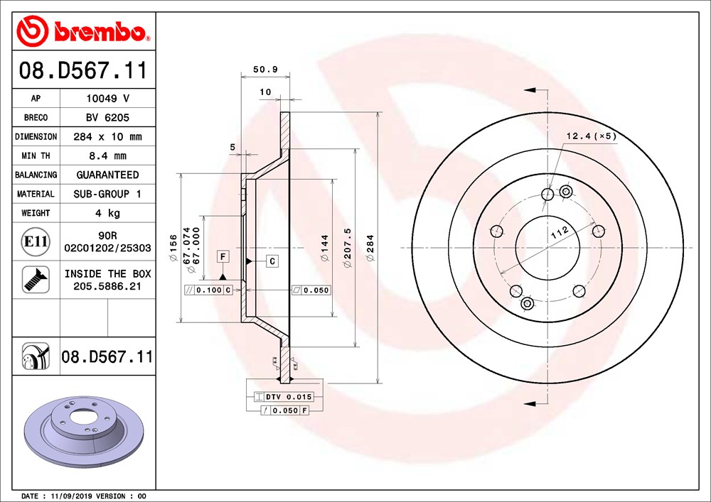 Tarcza hamulcowa BREMBO 08.D567.11