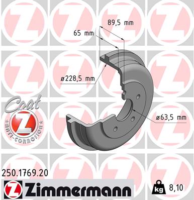 Bęben hamulcowy ZIMMERMANN 250.1769.20