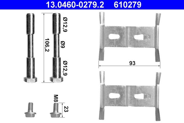 Zestaw akcesoriów montażowych  klocków hamulcowych ATE 13.0460-0279.2
