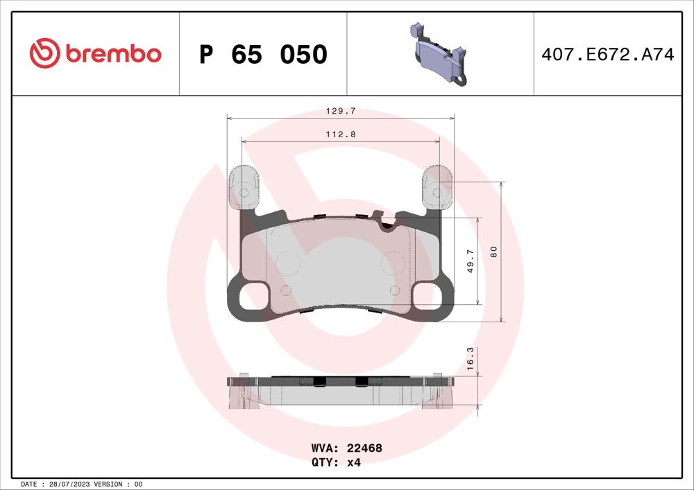 Klocki hamulcowe BREMBO P 65 050