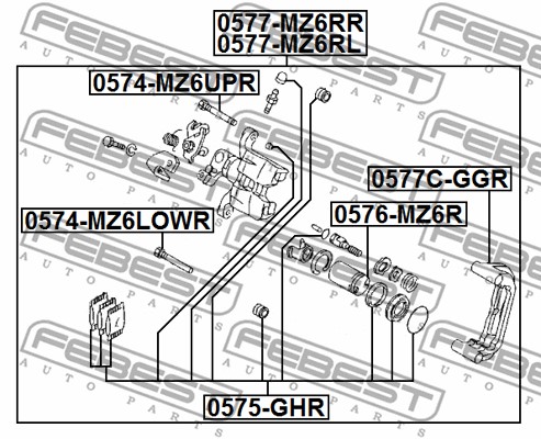 Zacisk hamulca FEBEST 0577-MZ6RL