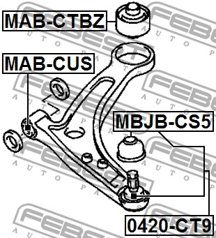Sworzeń wahacza FEBEST 0420-CT9