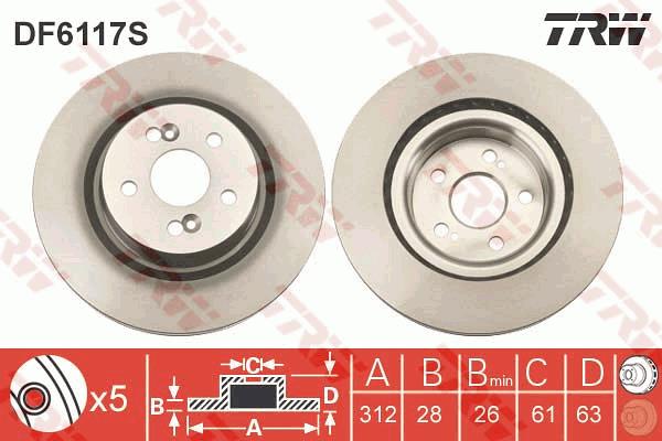 Tarcza hamulcowa TRW DF6117S