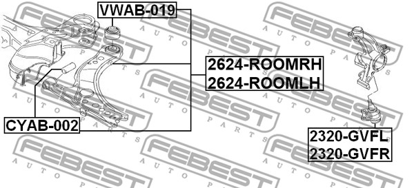 Wahacz zawieszenia koła FEBEST 2624-ROOMRH