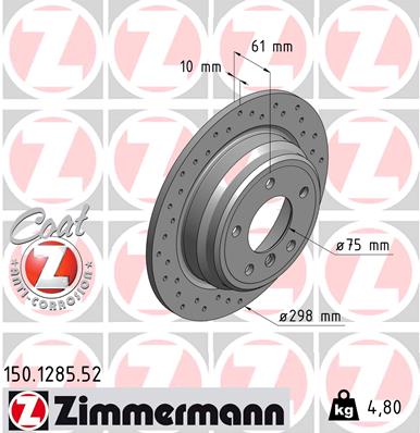 Tarcza hamulcowa ZIMMERMANN 150.1285.52