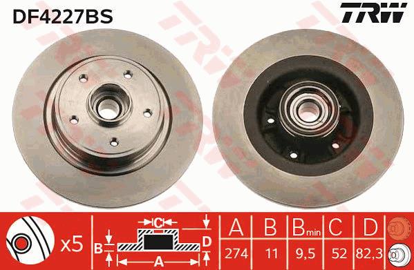 Tarcza hamulcowa TRW DF4227BS