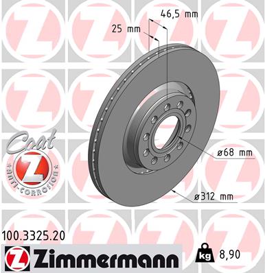 Tarcza hamulcowa ZIMMERMANN 100.3325.20