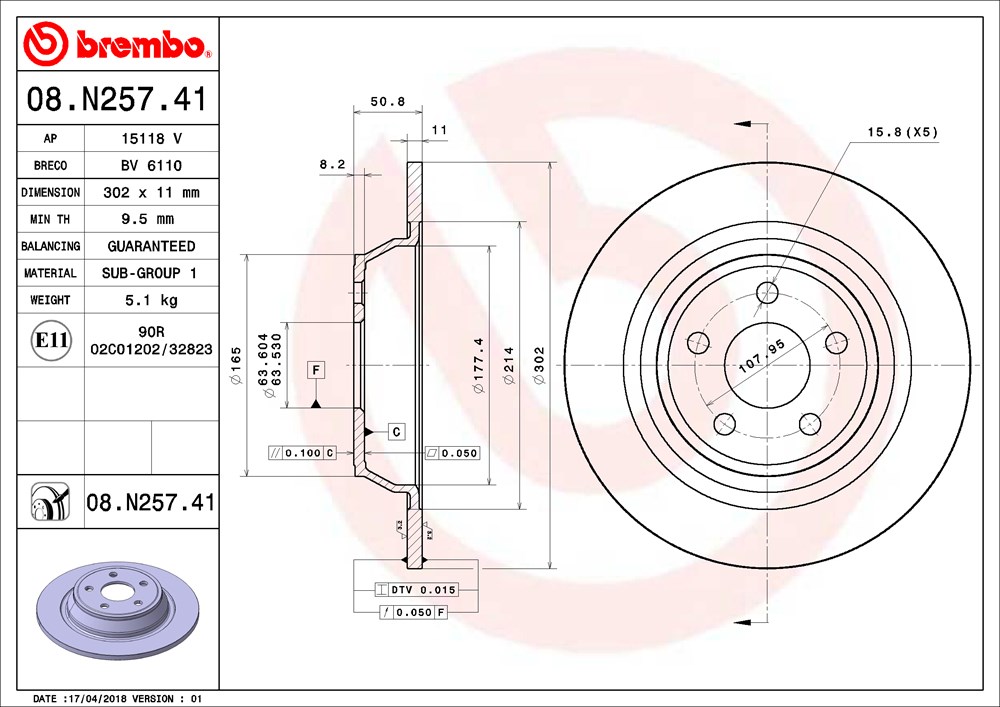 Tarcza hamulcowa BREMBO 08.N257.41