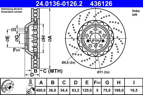 Tarcza hamulcowa ATE 24.0136-0126.2