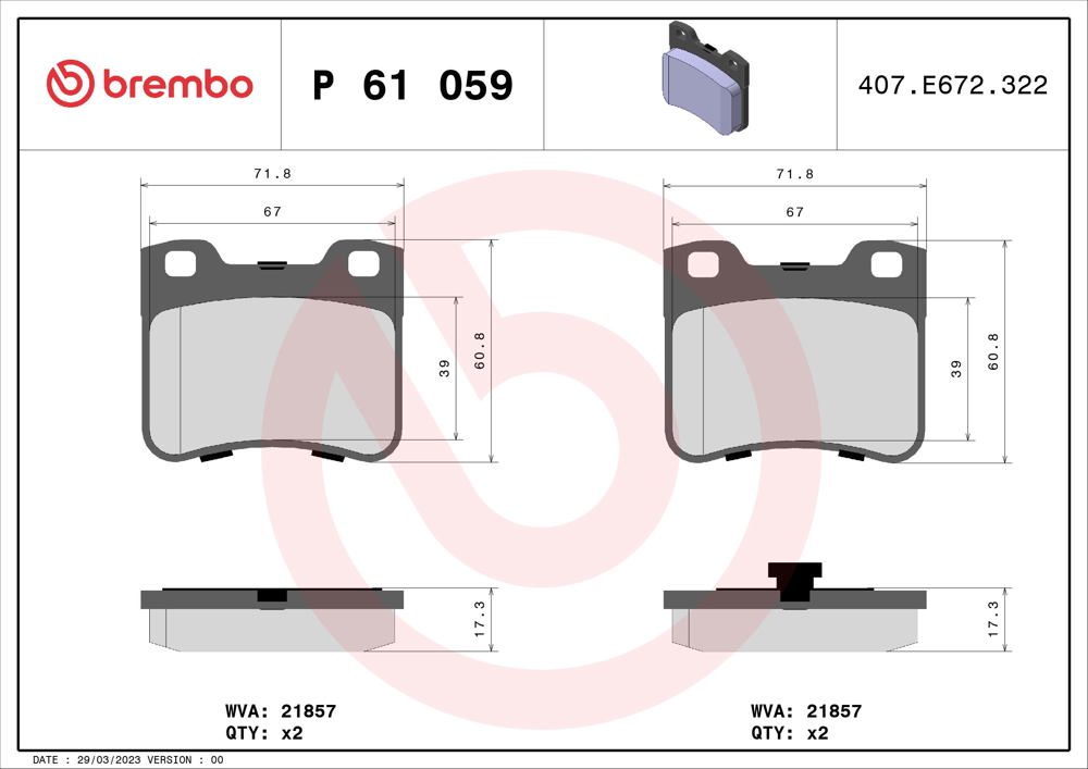 Klocki hamulcowe BREMBO P 61 059