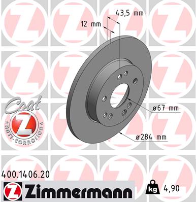 Tarcza hamulcowa ZIMMERMANN 400.1406.20