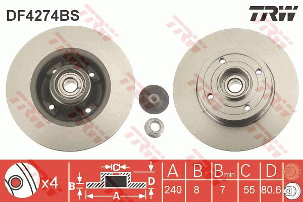 Tarcza hamulcowa TRW DF4274BS