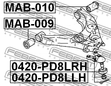 Sworzeń wahacza FEBEST 0420-PD8LLH