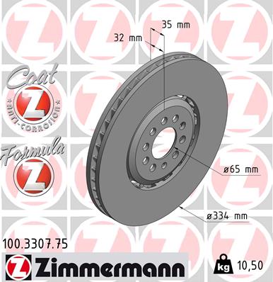 Tarcza hamulcowa ZIMMERMANN 100.3307.75