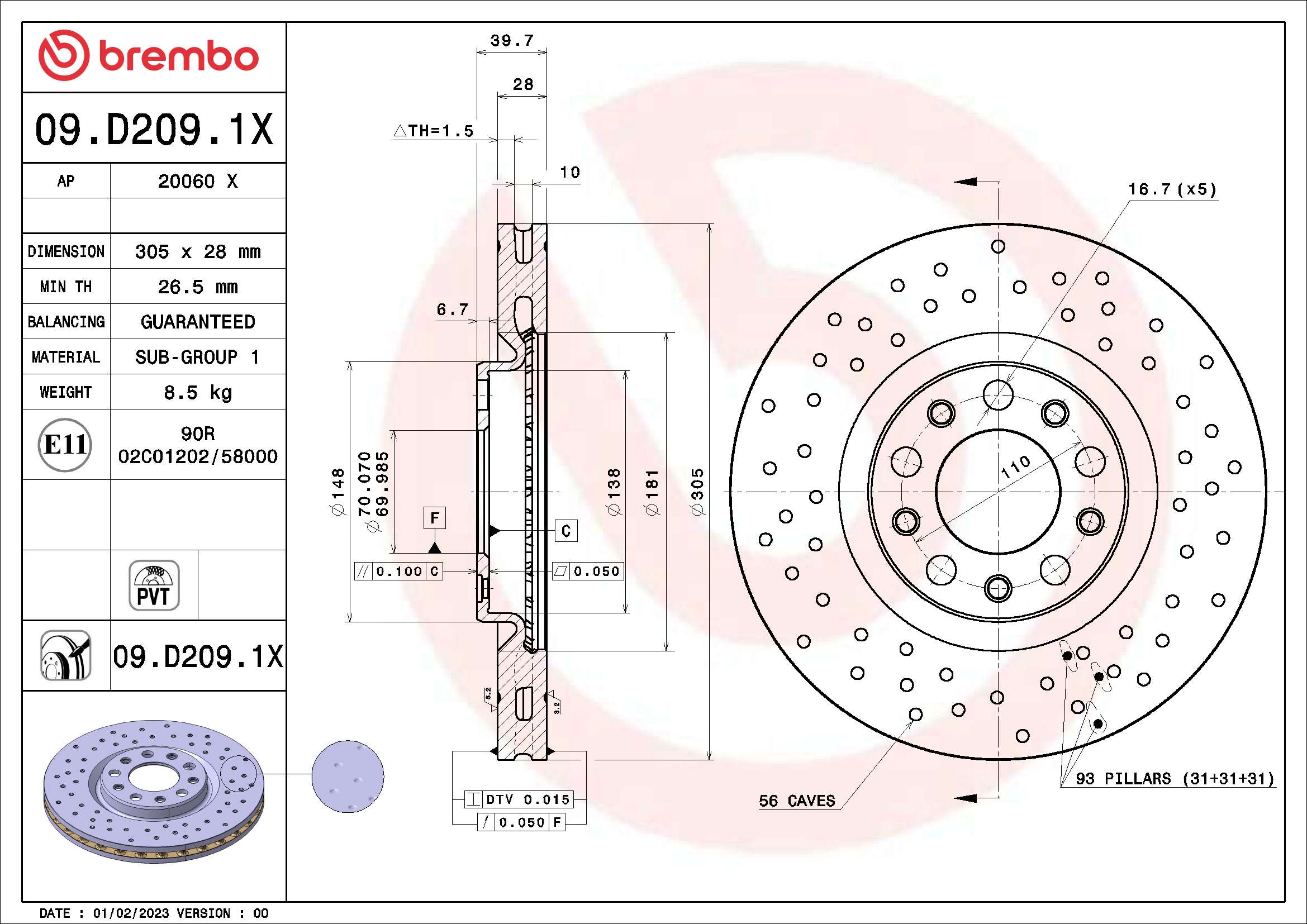 Tarcza hamulcowa BREMBO 09.D209.1X