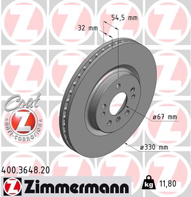 Tarcza hamulcowa ZIMMERMANN 400.3648.20