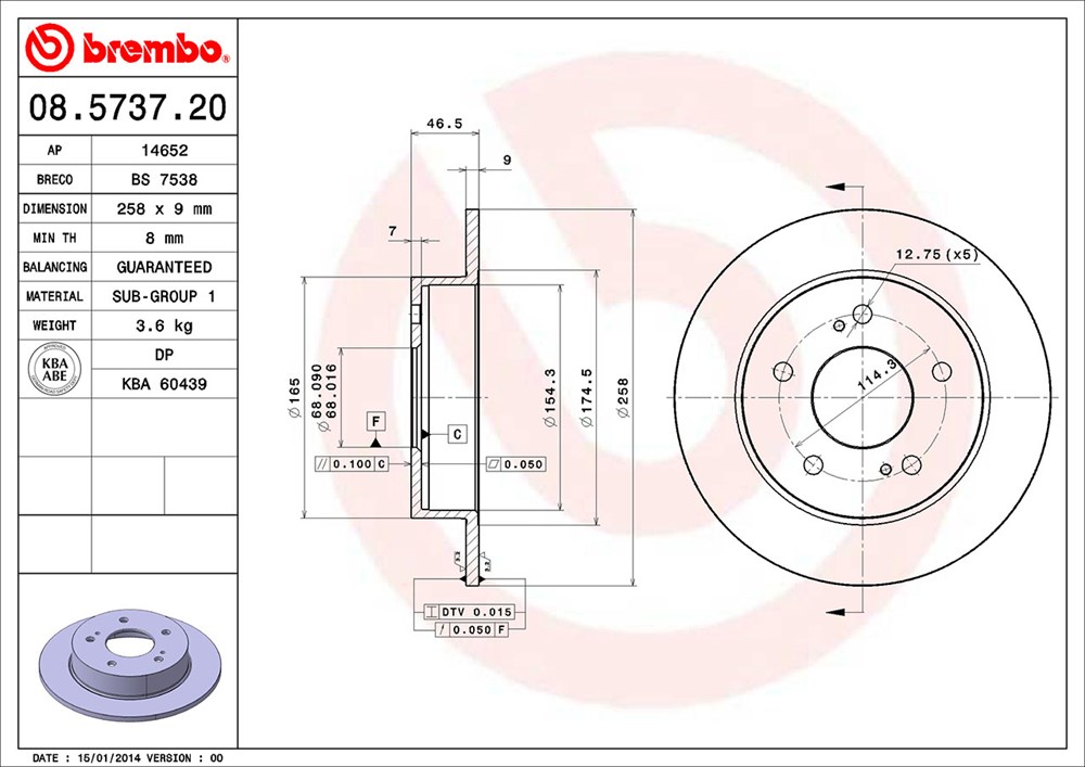 Tarcza hamulcowa BREMBO 08.5737.20