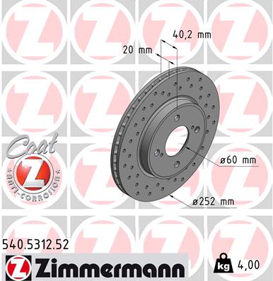 Tarcza hamulcowa ZIMMERMANN 540.5312.52