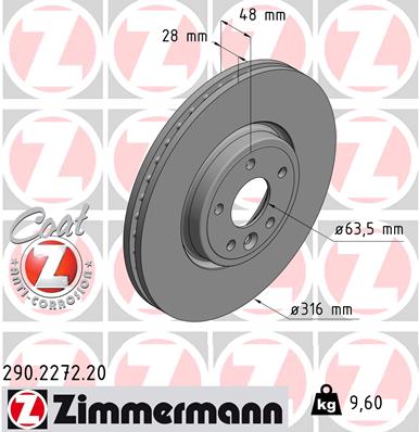 Tarcza hamulcowa ZIMMERMANN 290.2272.20