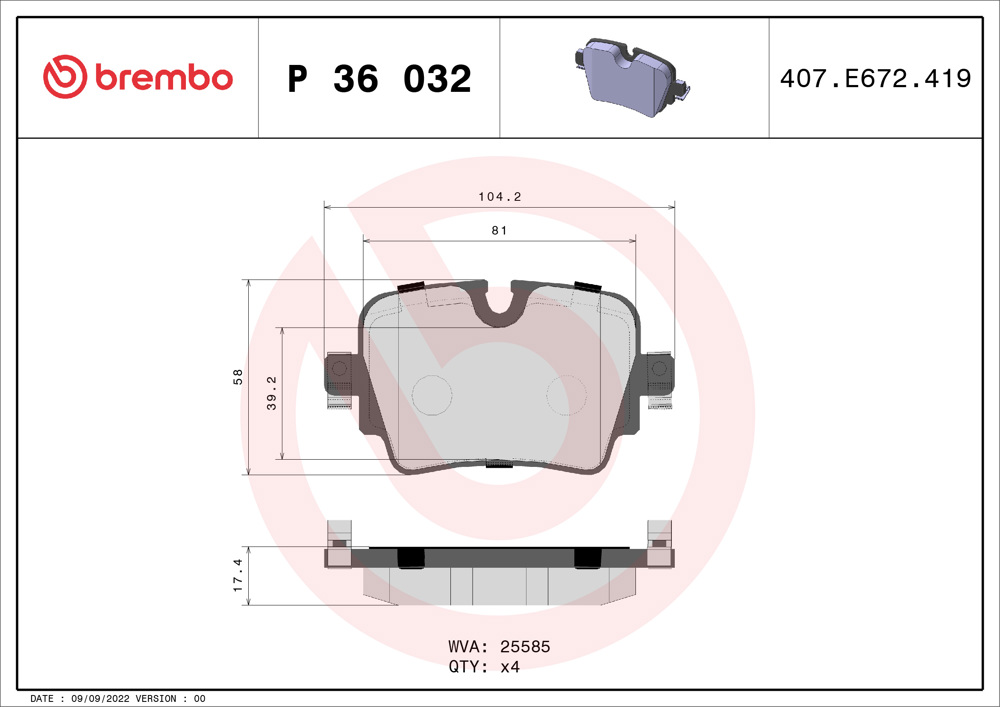 Klocki hamulcowe BREMBO P 36 032