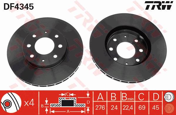 Tarcza hamulcowa TRW DF4345