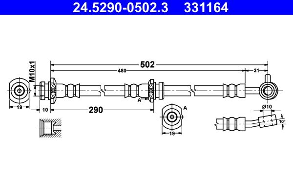 Przewód hamulcowy elastyczny ATE 24.5290-0502.3