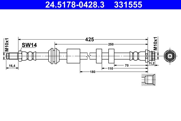 Przewód hamulcowy elastyczny ATE 24.5178-0428.3
