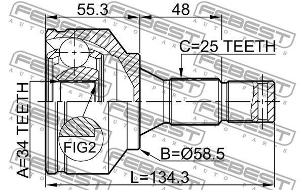 Przegub FEBEST 2510-30720