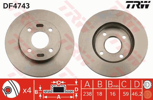 Tarcza hamulcowa TRW DF4743