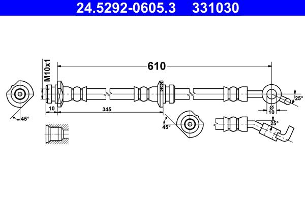Przewód hamulcowy elastyczny ATE 24.5292-0605.3
