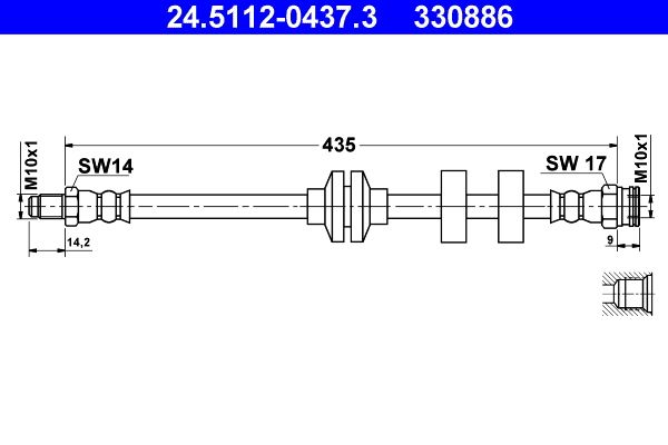 Przewód hamulcowy elastyczny ATE 24.5112-0437.3