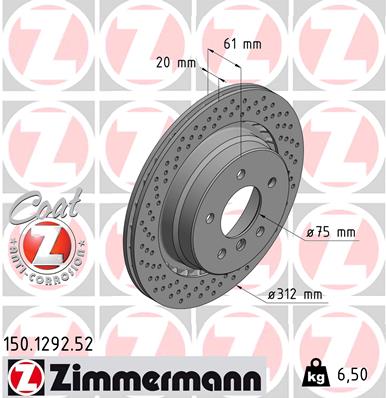 Tarcza hamulcowa ZIMMERMANN 150.1292.52