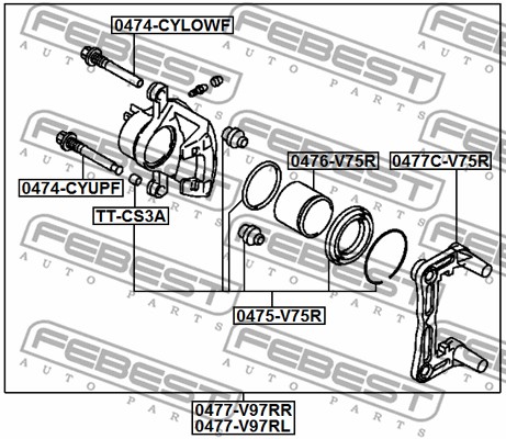 Tłoczek zacisku hamulcowego FEBEST 0476-V75R