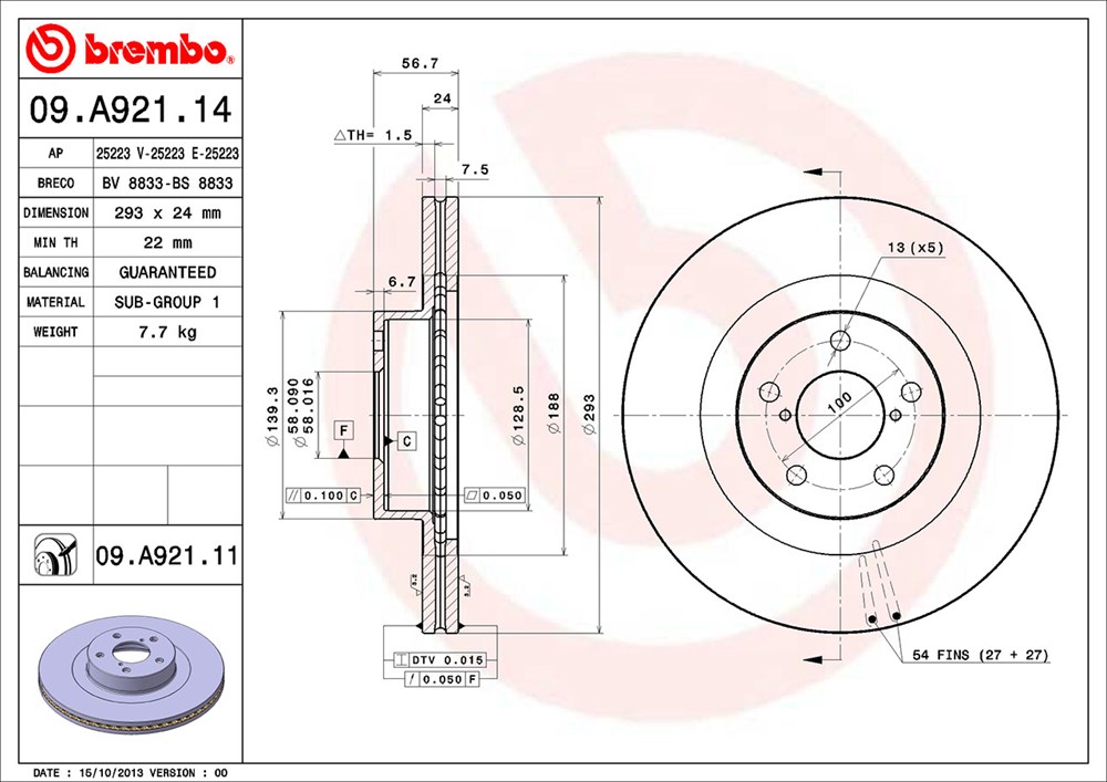 Tarcza hamulcowa BREMBO 09.A921.11