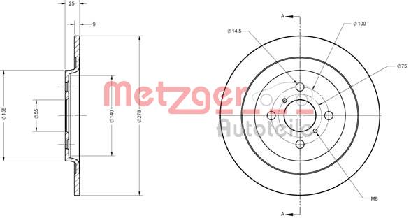 Tarcza hamulcowa METZGER 6110181