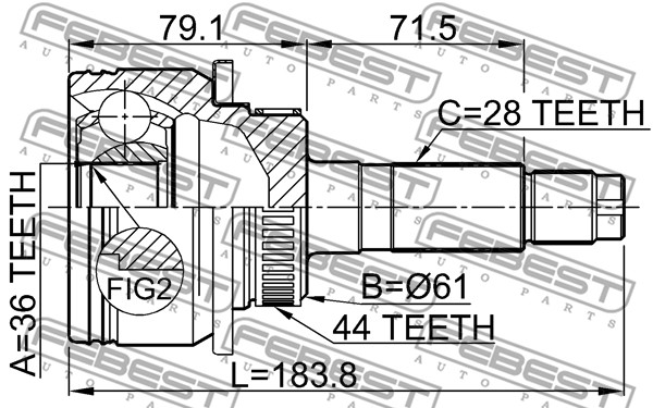 Przegub wału FEBEST 0510-BT50A44