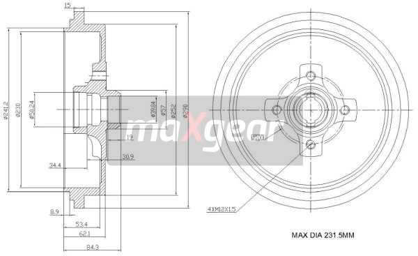 Bęben hamulcowy MAXGEAR 19-0835