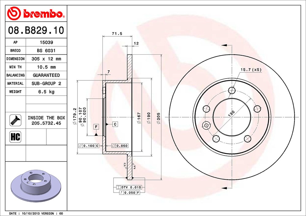 Tarcza hamulcowa BREMBO 08.B829.10