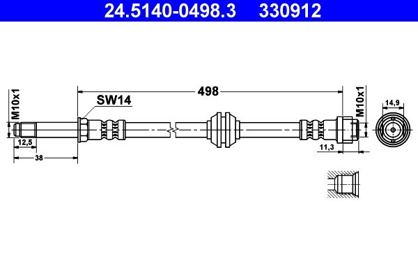 Przewód hamulcowy elastyczny ATE 24.5140-0498.3