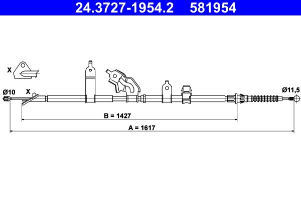 Linka hamulca ręcznego ATE 24.3727-1954.2