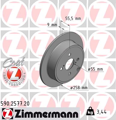 Tarcza hamulcowa ZIMMERMANN 590.2577.20